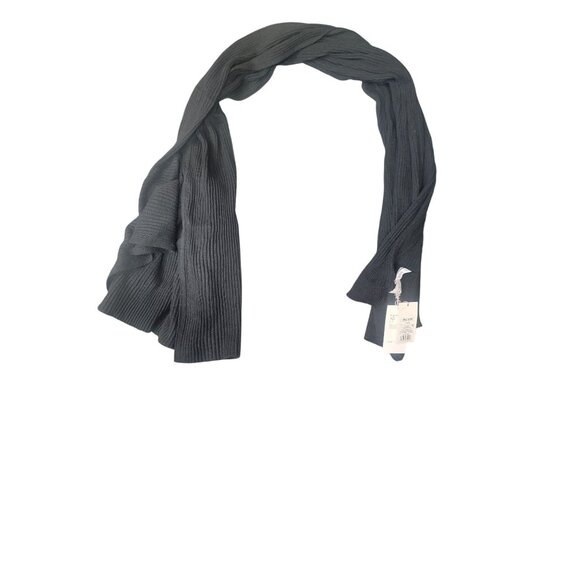Black Ribbed Scarf Made From 90% Recycled Polyester  One Size - Picture 1 of 5